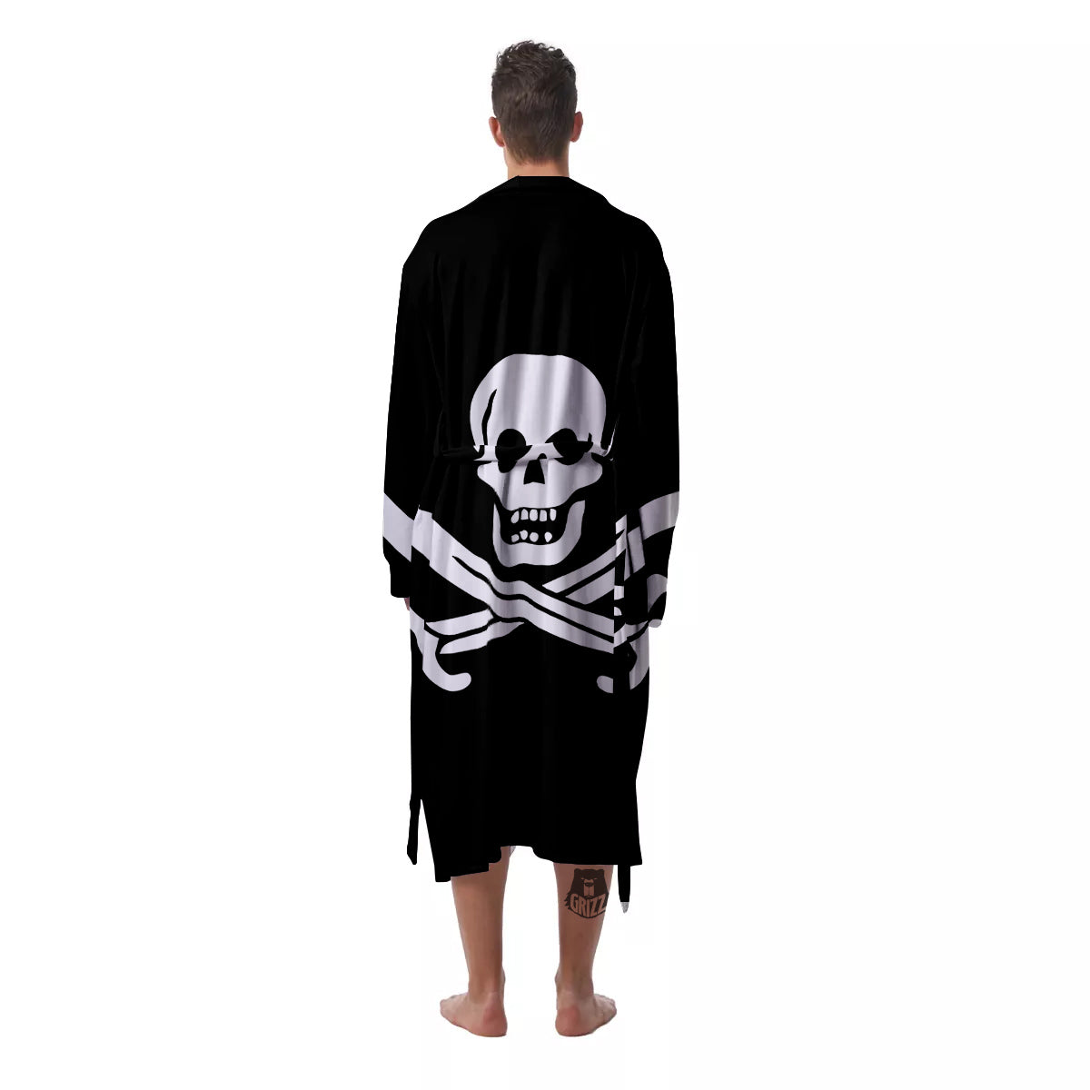 Pirate Flag Calico Jack Print Men's Robe-grizzshop