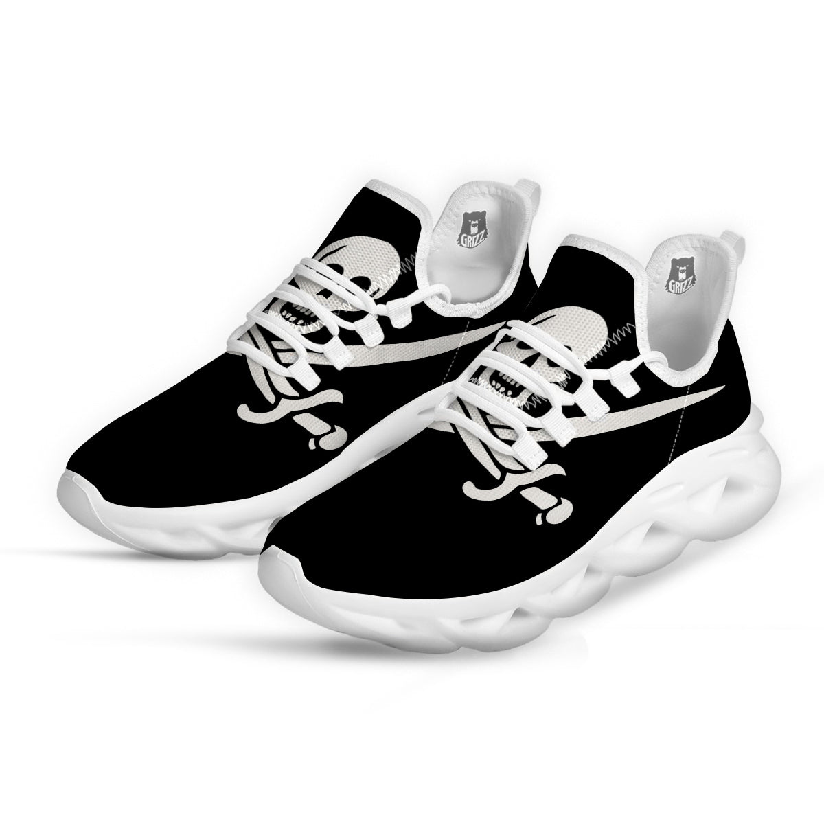 Pirate Flag Calico Jack Print White Running Shoes-grizzshop