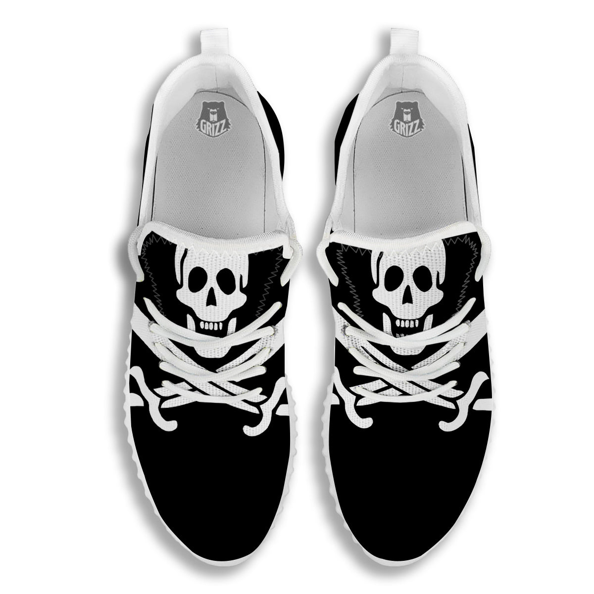 Pirate Flag Calico Jack Print White Walking Shoes-grizzshop