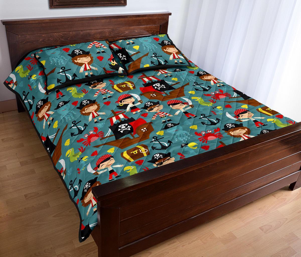Pirate Pattern Print Bed Set Quilt-grizzshop