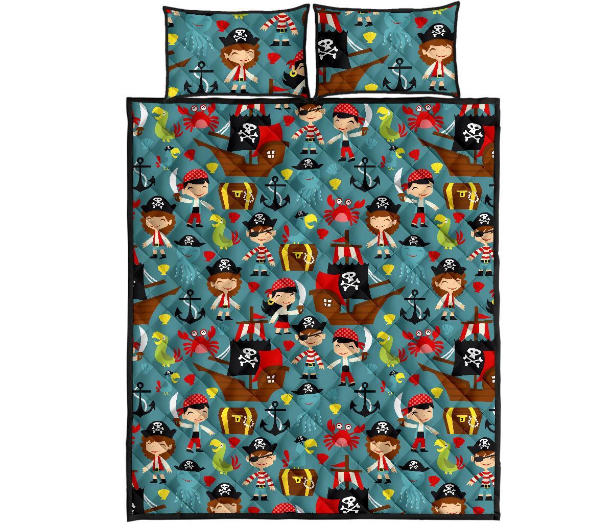 Pirate Pattern Print Bed Set Quilt-grizzshop