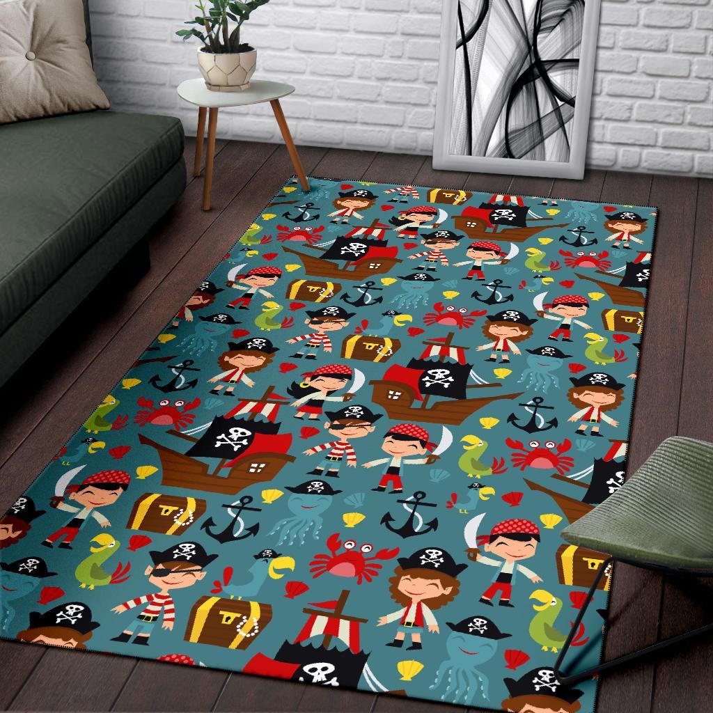 Pirate Pattern Print Floor Mat-grizzshop