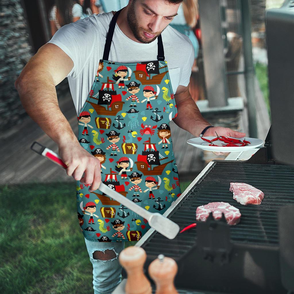 Pirate Pattern Print Men's Apron-grizzshop