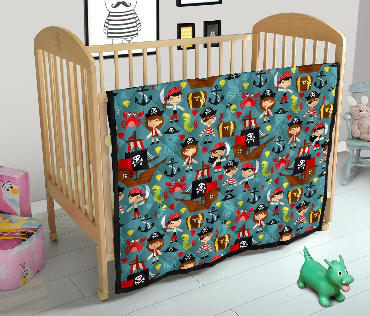 Pirate Pattern Print Quilt-grizzshop