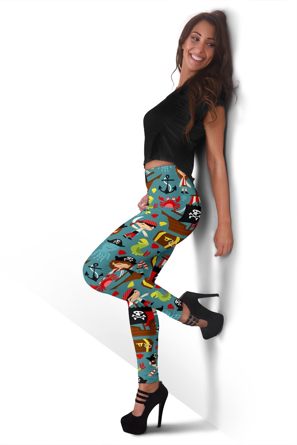 Pirate Pattern Print Women Leggings-grizzshop
