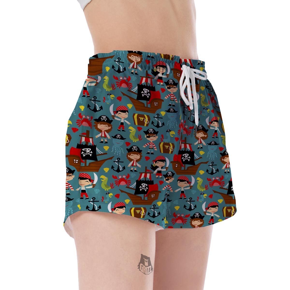 Pirate Pattern Print Women's Shorts-grizzshop