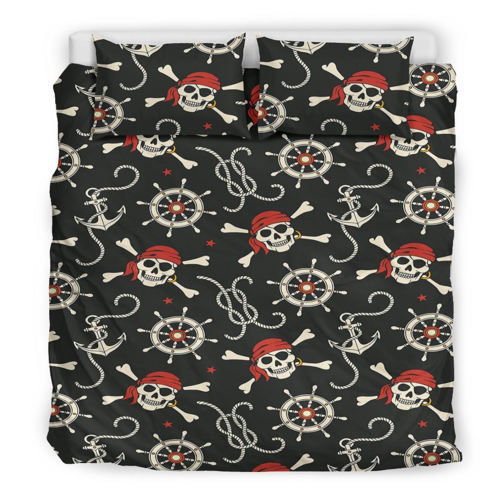 Pirate Skull Pattern Print Duvet Cover Bedding Set-grizzshop