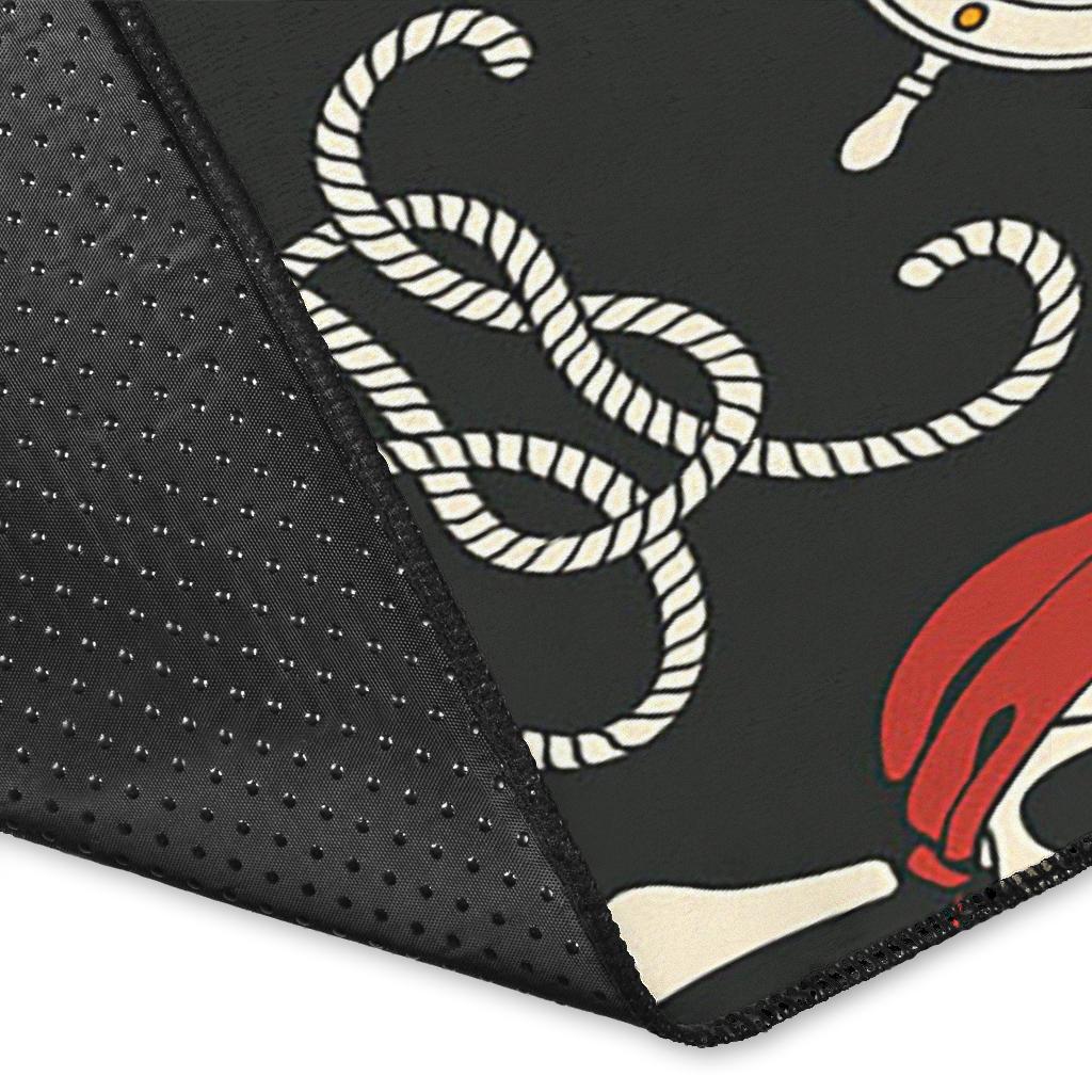 Pirate Skull Pattern Print Floor Mat-grizzshop