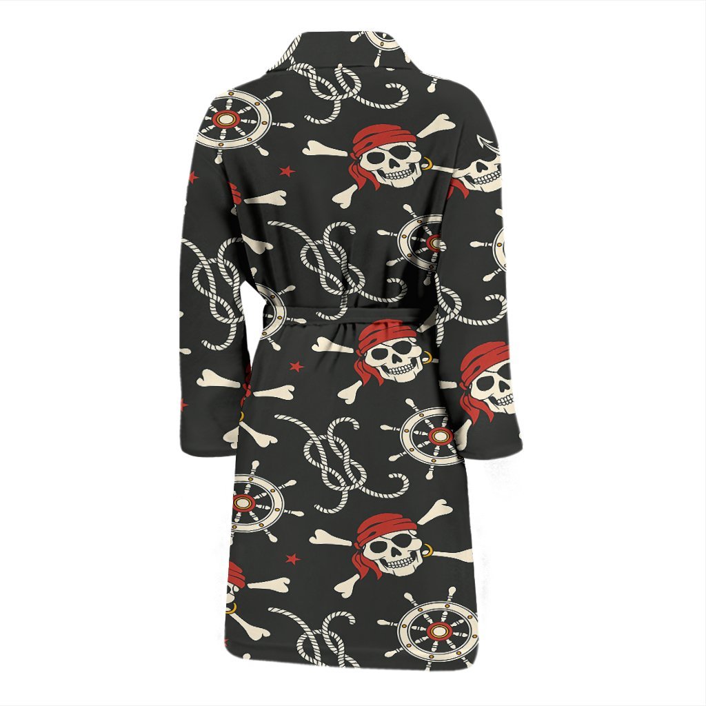 Pirate Skull Pattern Print Men Long Robe-grizzshop