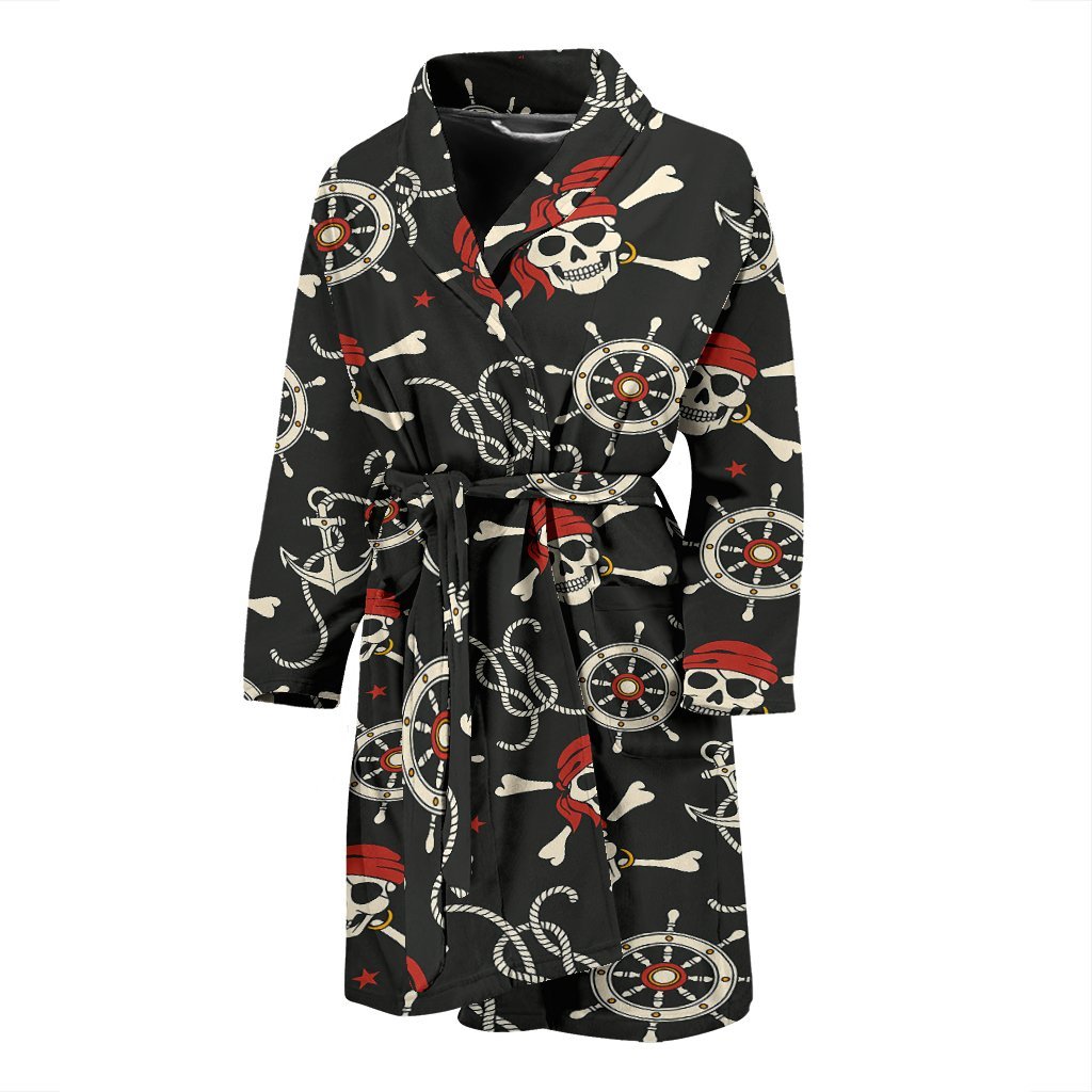 Pirate Skull Pattern Print Men Long Robe-grizzshop