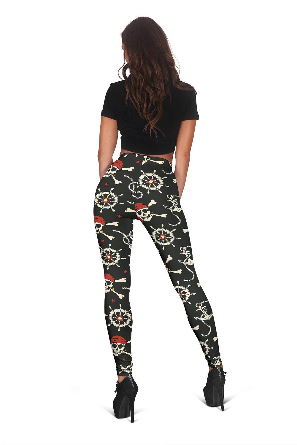 Pirate Skull Pattern Print Women Leggings-grizzshop