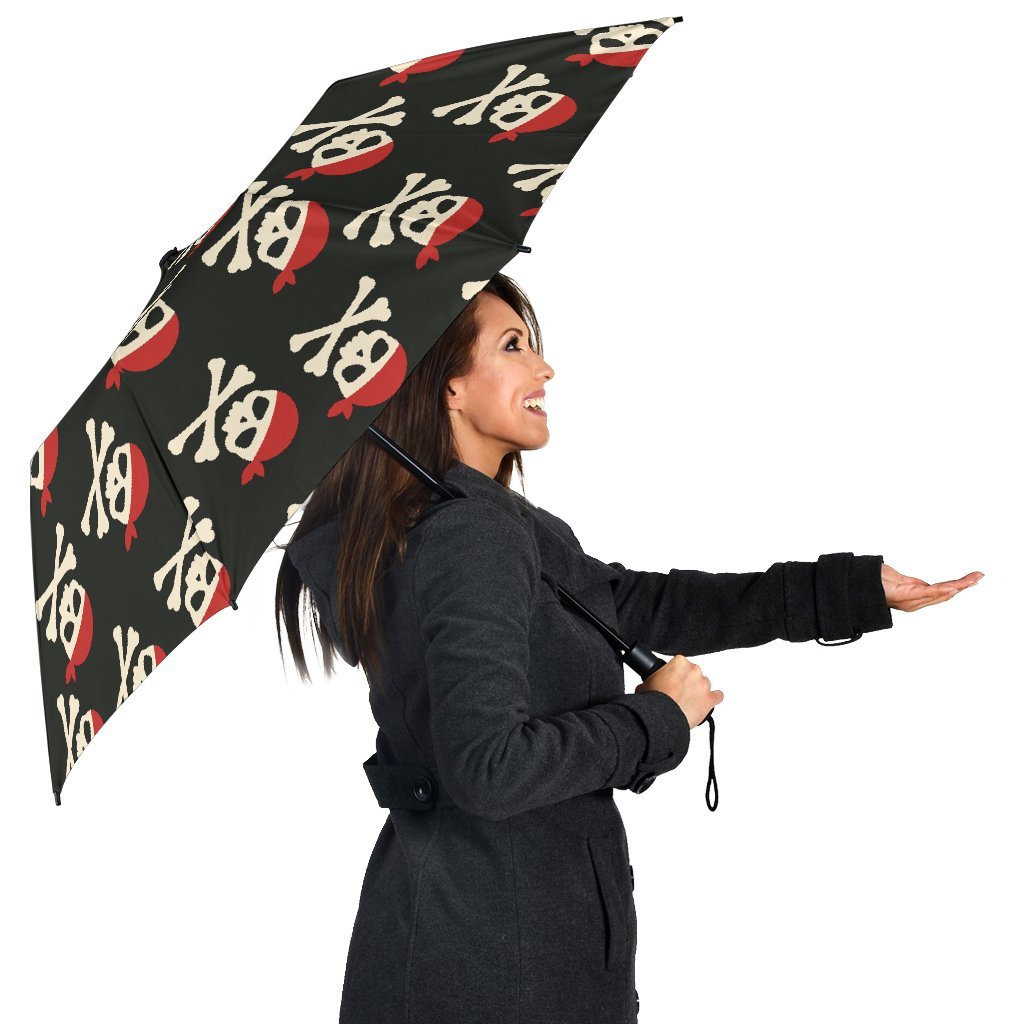 Pirate Skull Print Pattern Automatic Foldable Umbrella-grizzshop