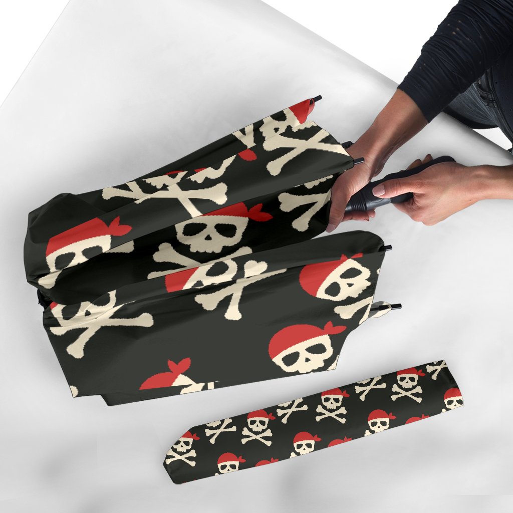 Pirate Skull Print Pattern Automatic Foldable Umbrella-grizzshop