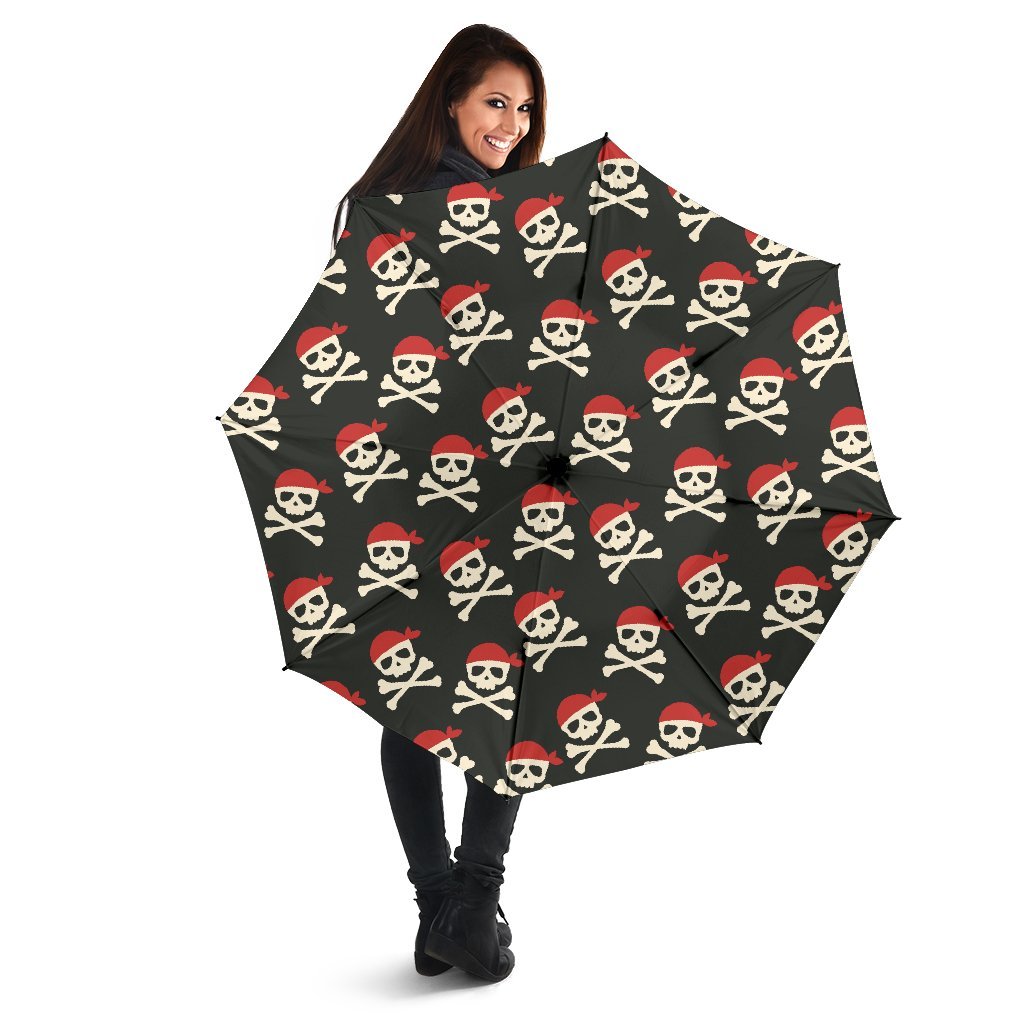 Pirate Skull Print Pattern Automatic Foldable Umbrella-grizzshop