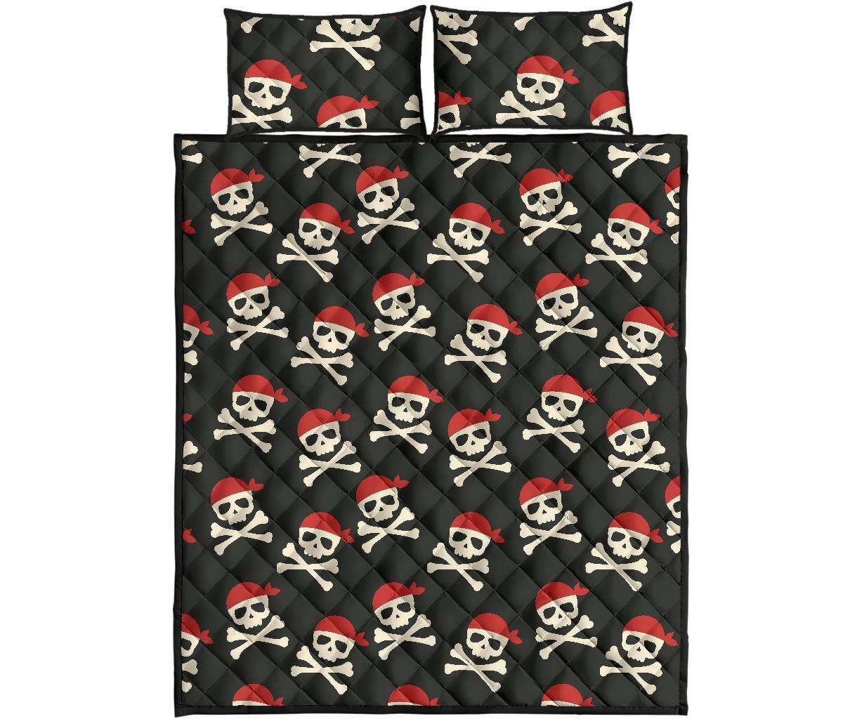 Pirate Skull Print Pattern Bed Set Quilt-grizzshop