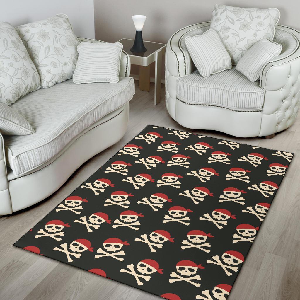 Pirate Skull Print Pattern Floor Mat-grizzshop