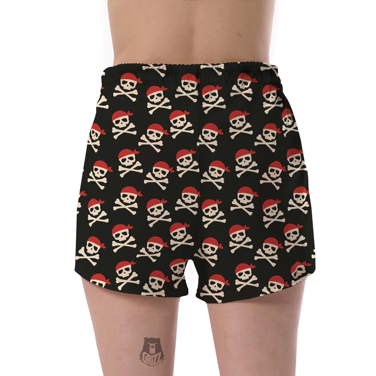 Pirate Skull Print Pattern Women's Shorts-grizzshop