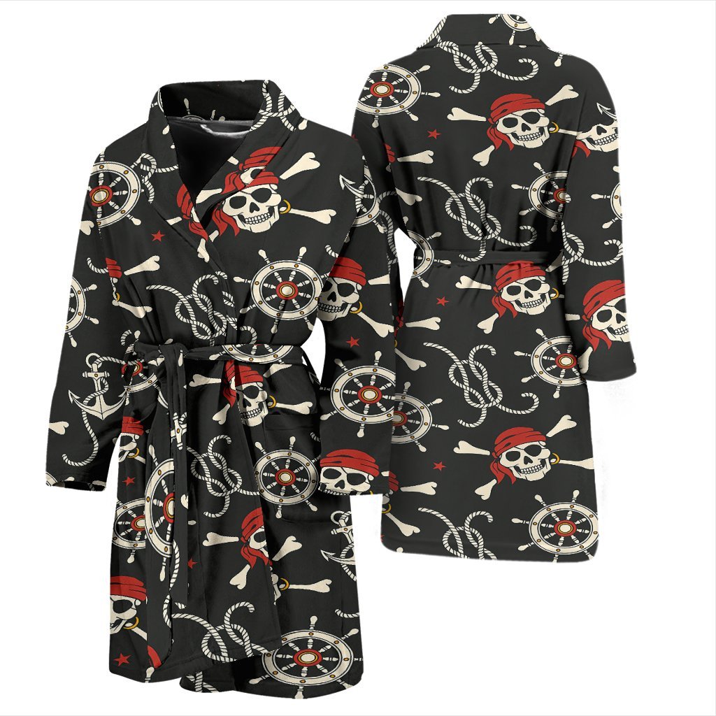 Pirate Skull Pattern Print Men Long Robe-grizzshop