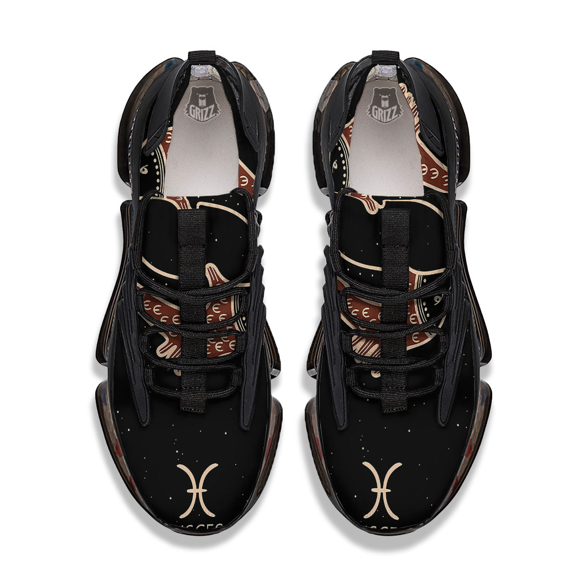 Pisces Constellation Print Black Gym Shoes-grizzshop