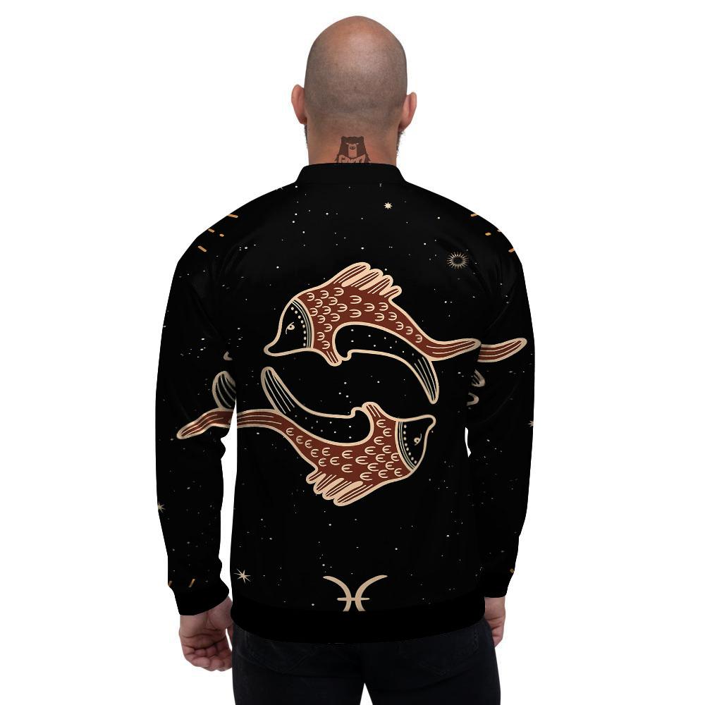Pisces Constellation Print Men's Bomber Jacket-grizzshop