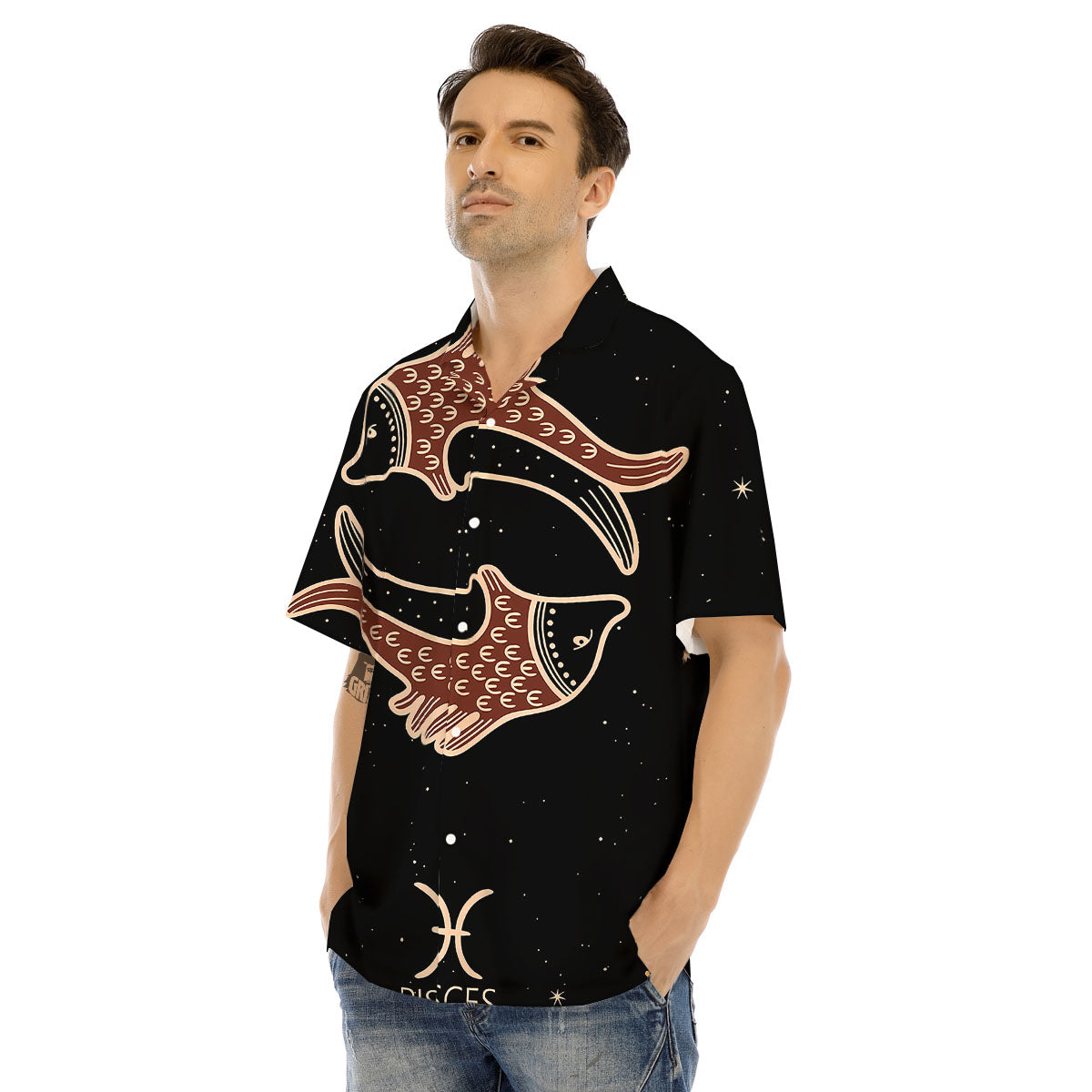 Pisces Constellation Print Men's Hawaiian Shirt-grizzshop