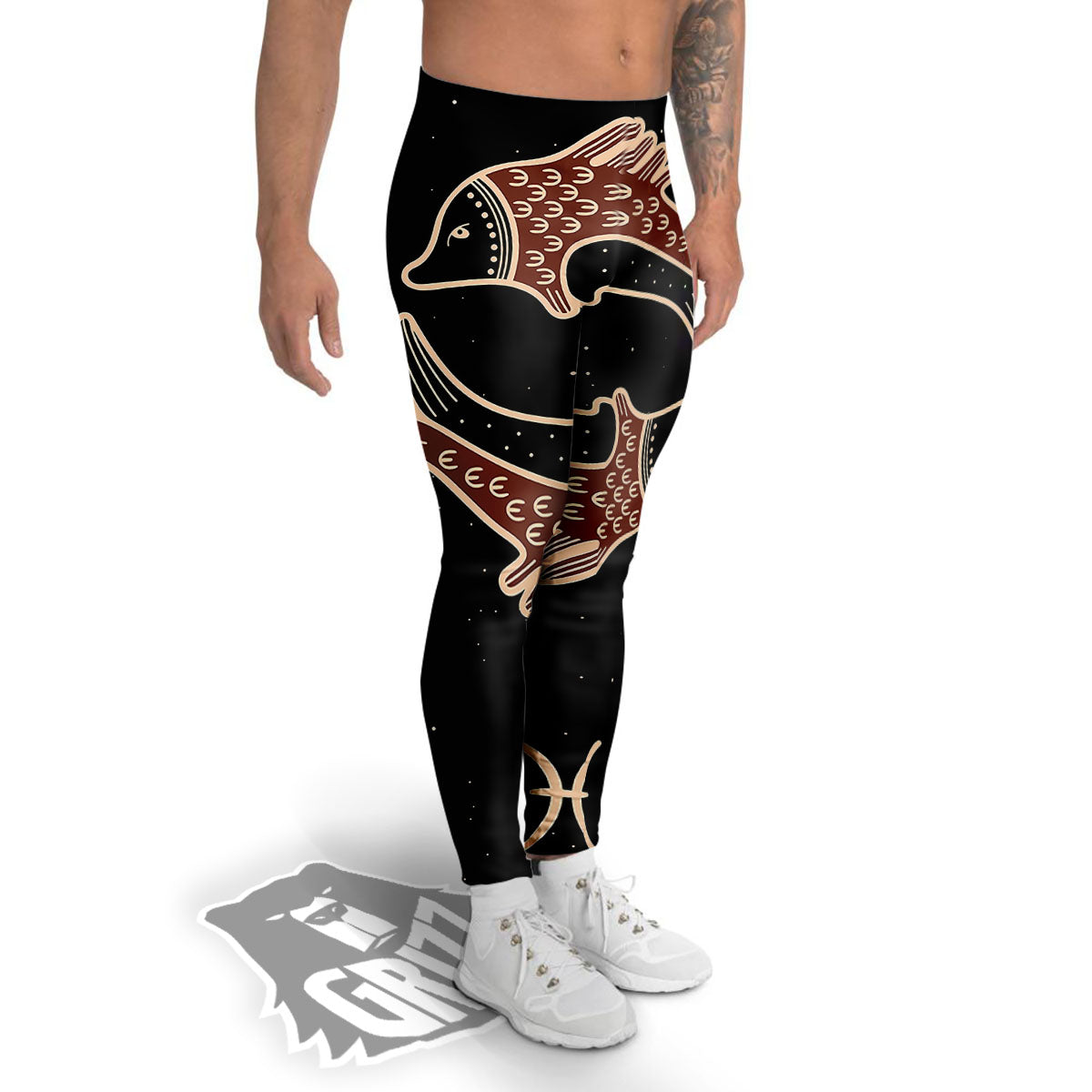 Pisces Constellation Print Men's Leggings-grizzshop