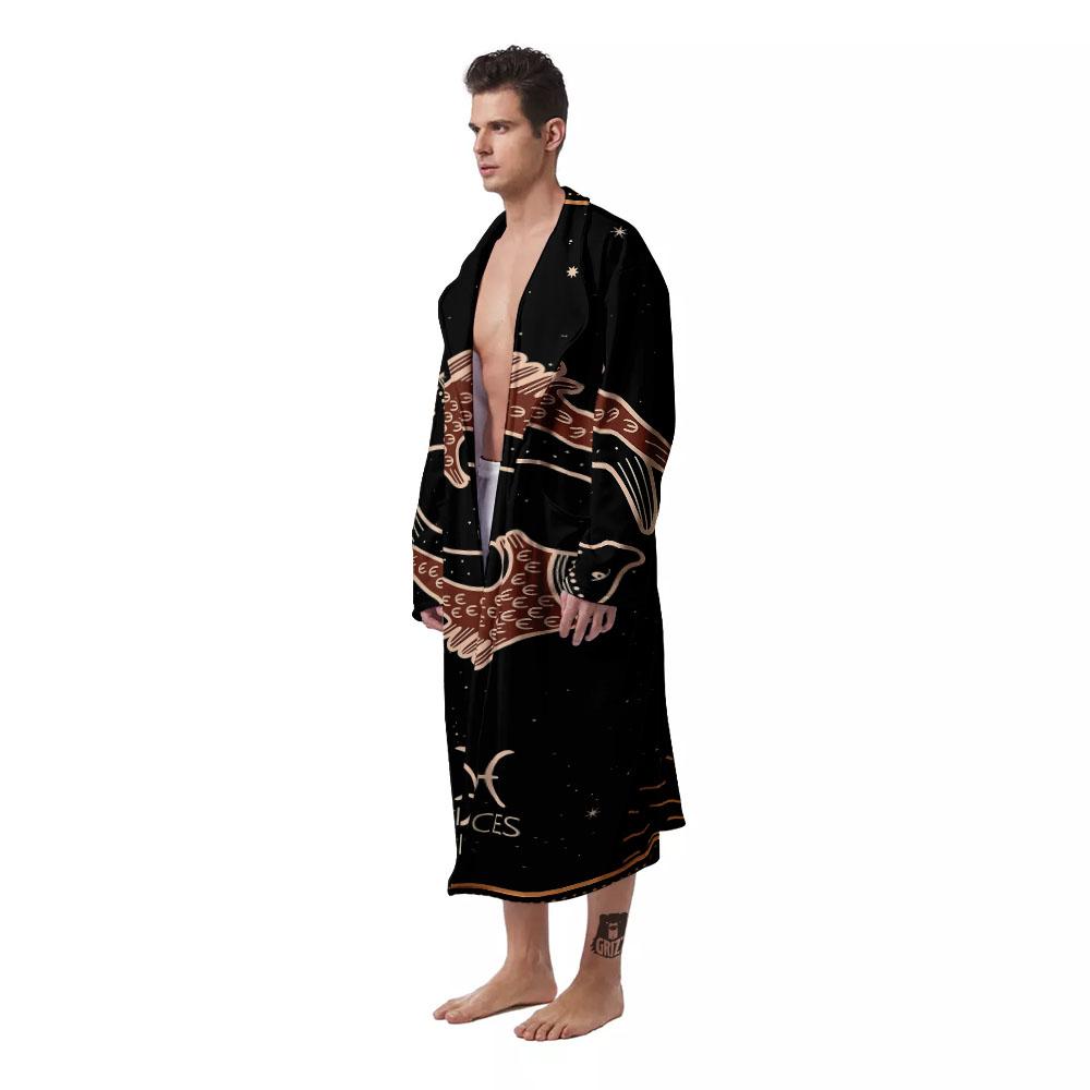 Pisces Constellation Print Men's Robe-grizzshop