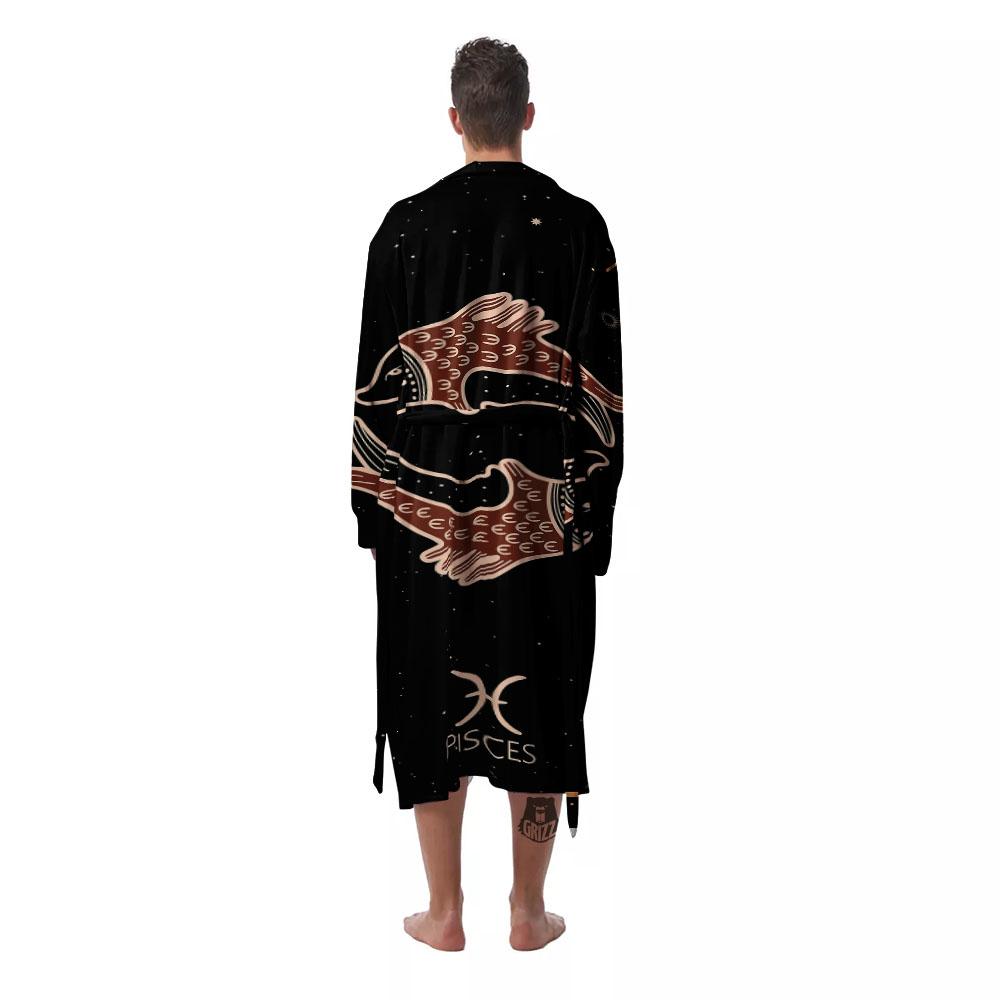 Pisces Constellation Print Men's Robe-grizzshop