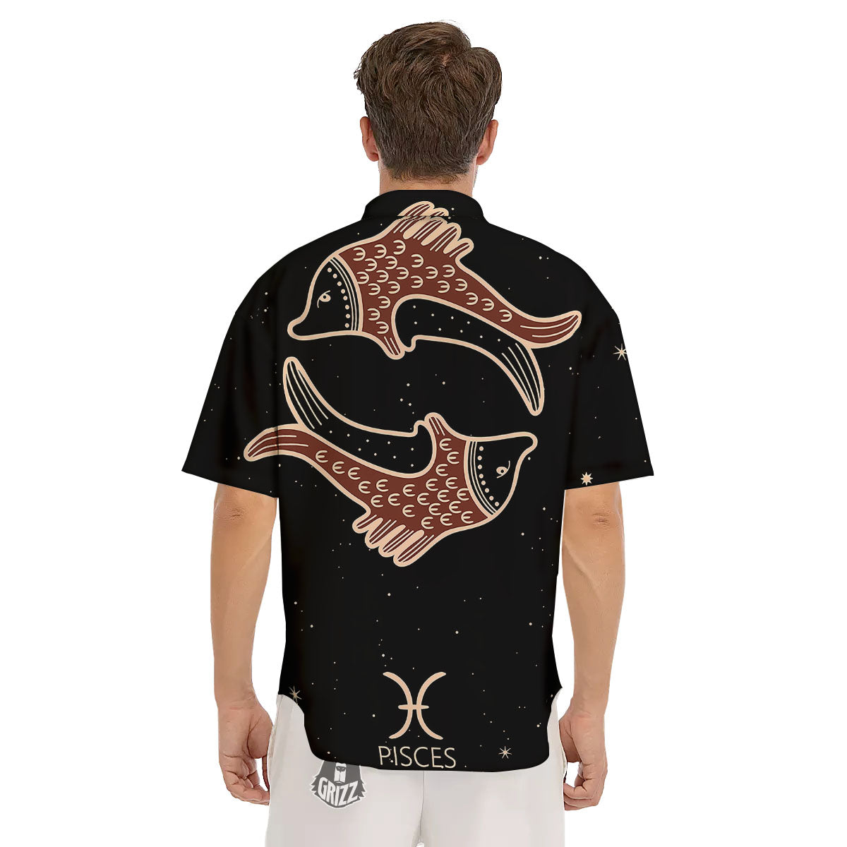 Pisces Constellation Print Men's Short Sleeve Shirts-grizzshop