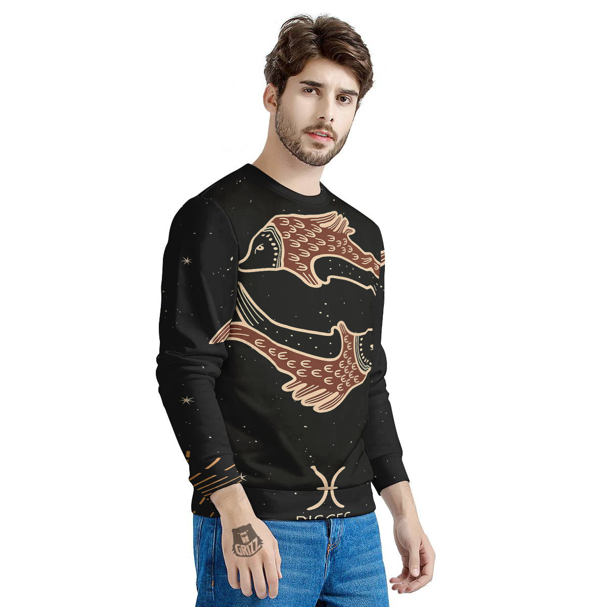 Pisces Constellation Print Men's Sweatshirt-grizzshop