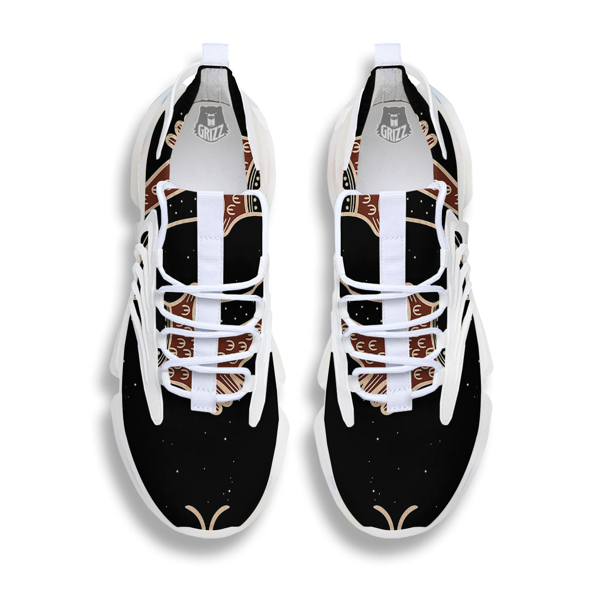 Pisces Constellation Print White Gym Shoes-grizzshop