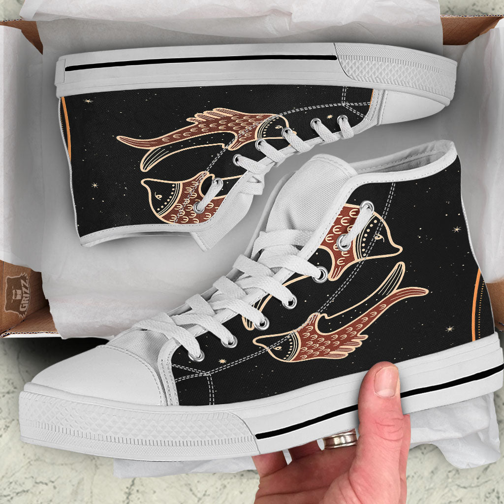 Pisces Constellation Print White High Top Shoes-grizzshop