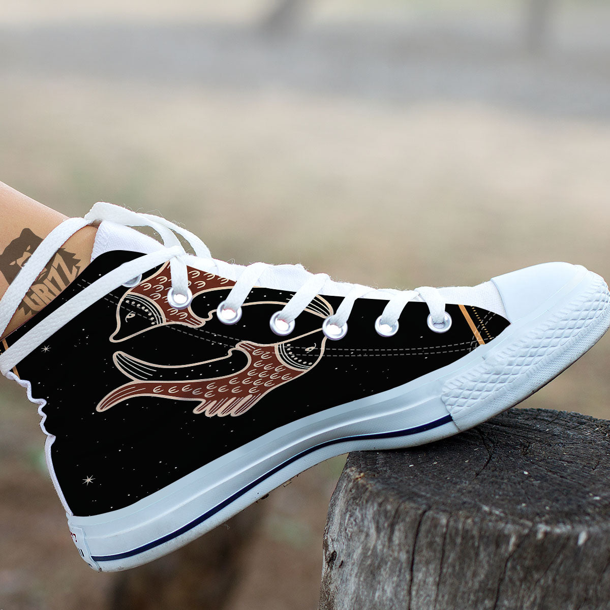 Pisces Constellation Print White High Top Shoes-grizzshop