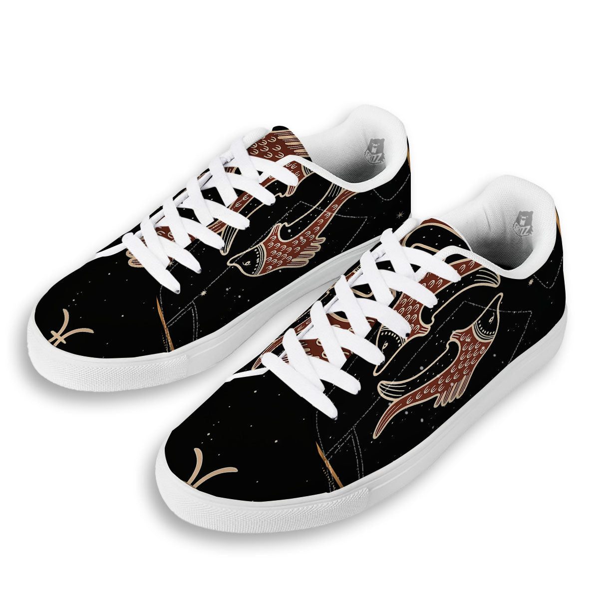 Pisces Constellation Print White Low Top Sneakers-grizzshop