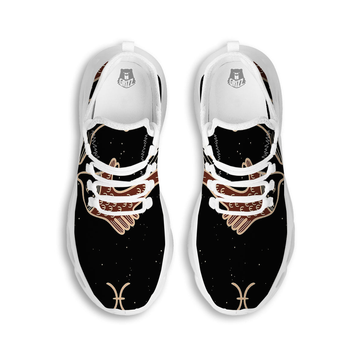 Pisces Constellation Print White Running Shoes-grizzshop