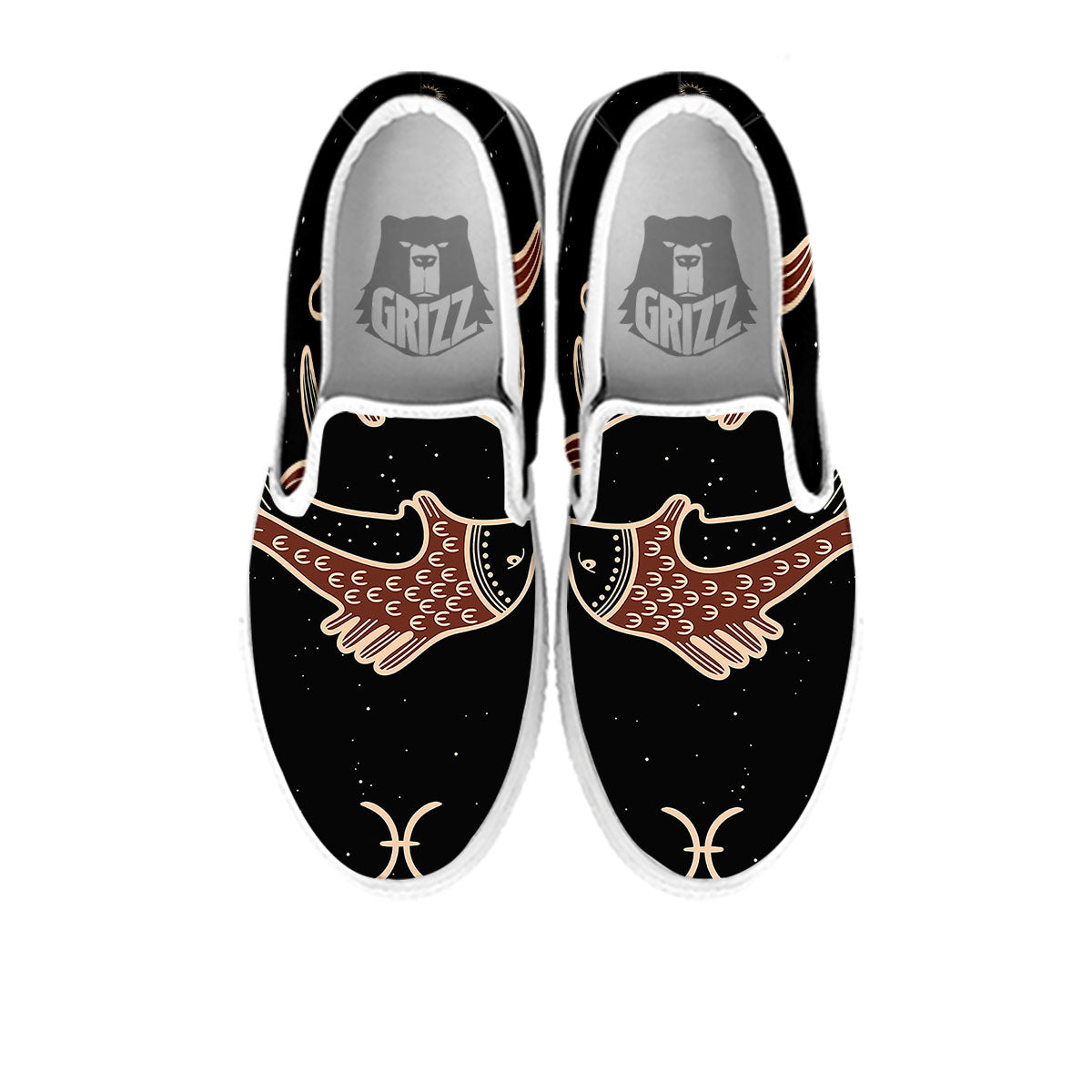 Pisces Constellation Print White Slip On Shoes-grizzshop