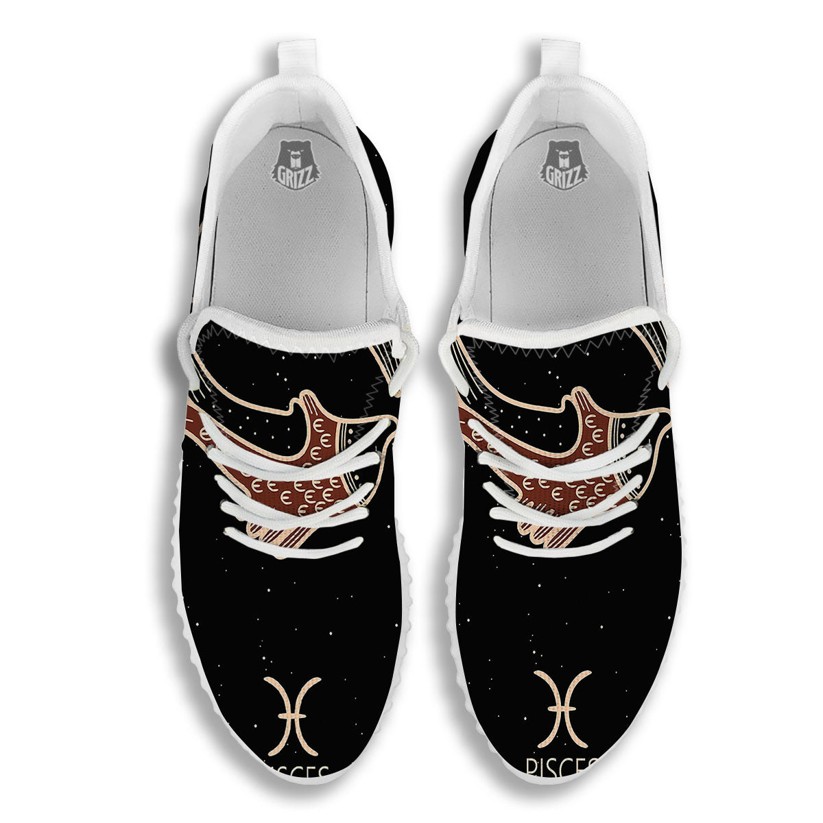 Pisces Constellation Print White Walking Shoes-grizzshop
