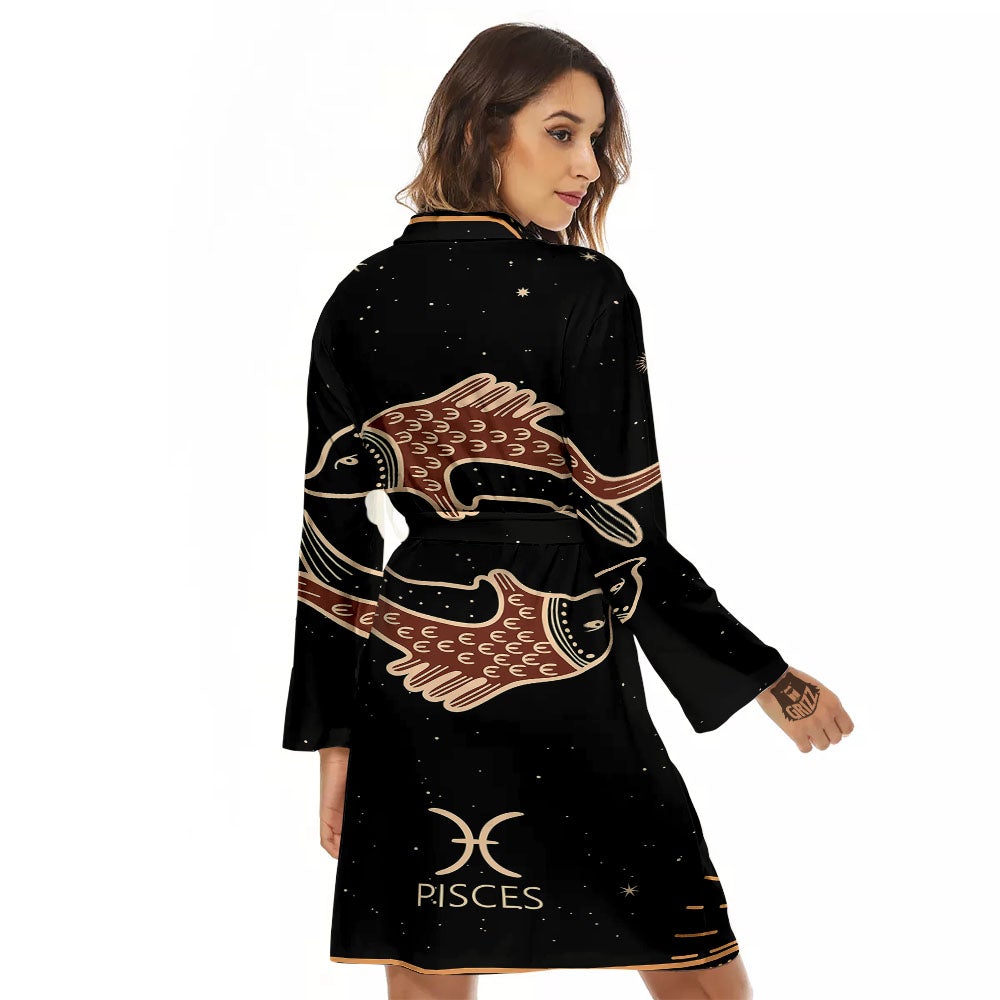 Pisces Constellation Print Women's Robe-grizzshop