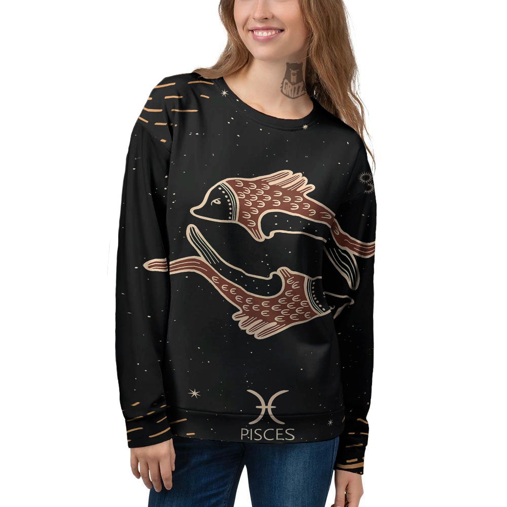 Pisces Constellation Print Women's Sweatshirt-grizzshop