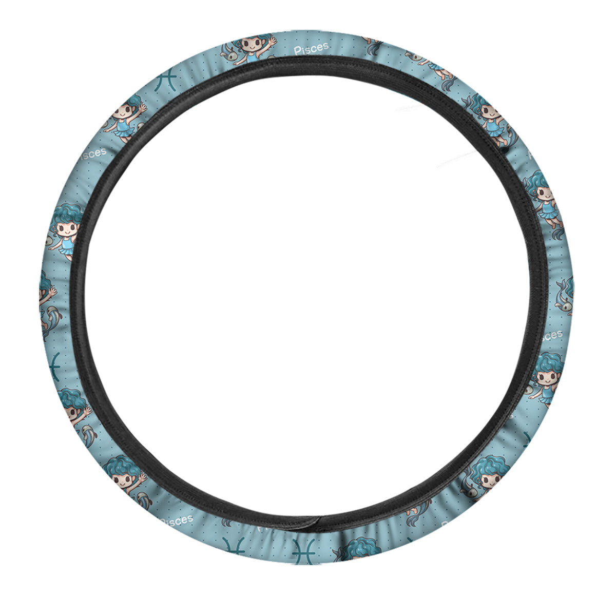 Pisces Cute Cartoon Print Pattern Car Steering Wheel Cover-grizzshop