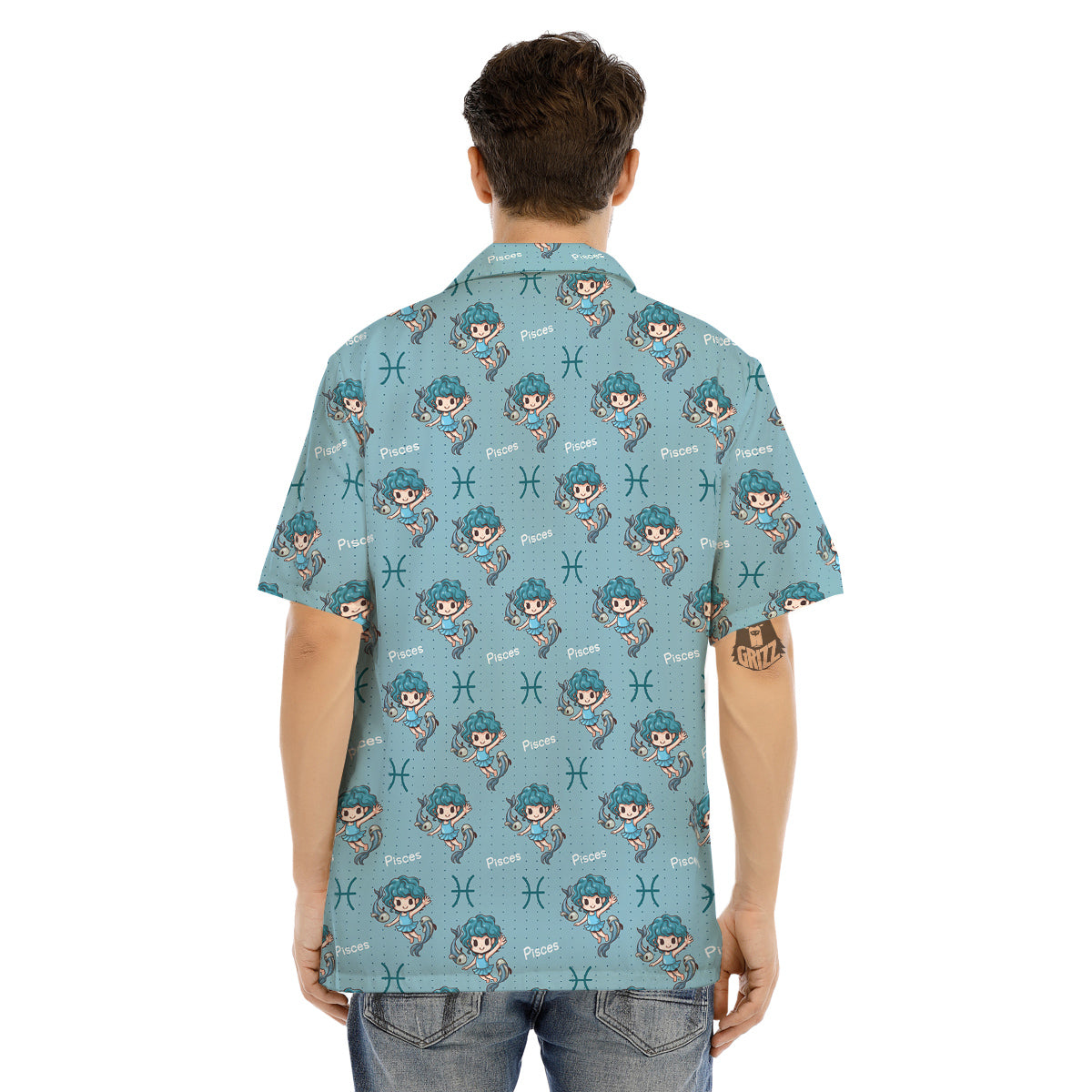 Pisces Cute Cartoon Print Pattern Men's Hawaiian Shirt-grizzshop