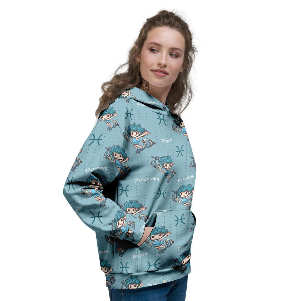 Pisces Cute Cartoon Print Pattern Women's Hoodie-grizzshop