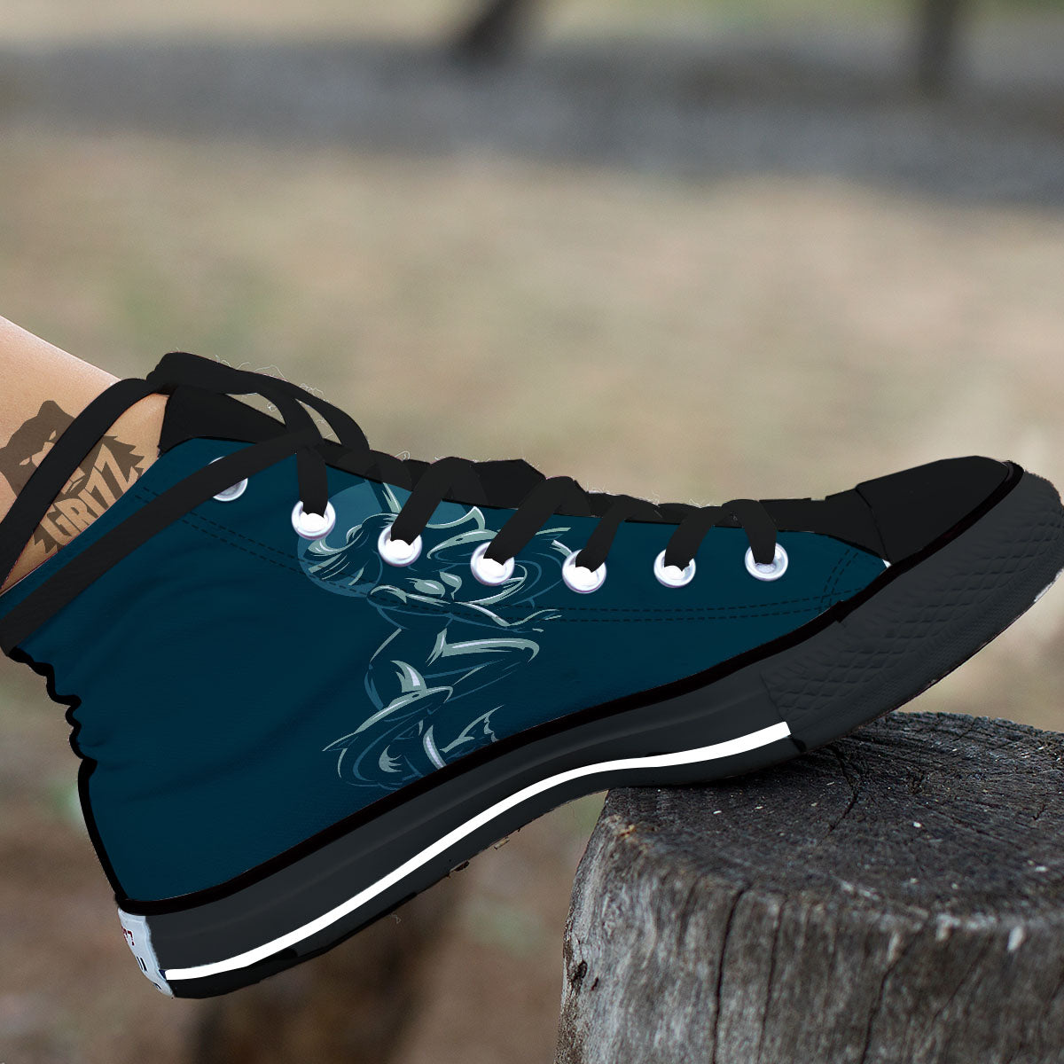Pisces Sign Astrology Print Black High Top Shoes-grizzshop