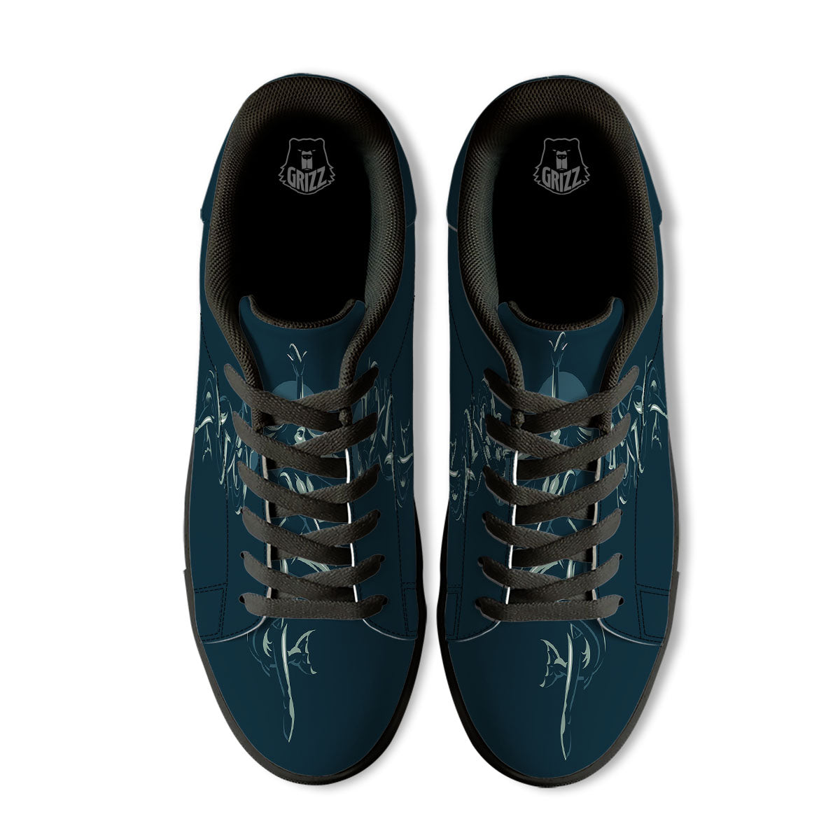 Pisces Sign Astrology Print Black Low Top Sneakers-grizzshop