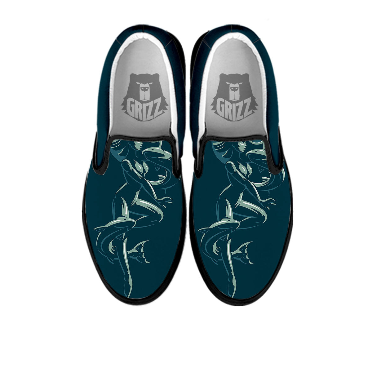 Pisces Sign Astrology Print Black Slip On Shoes-grizzshop