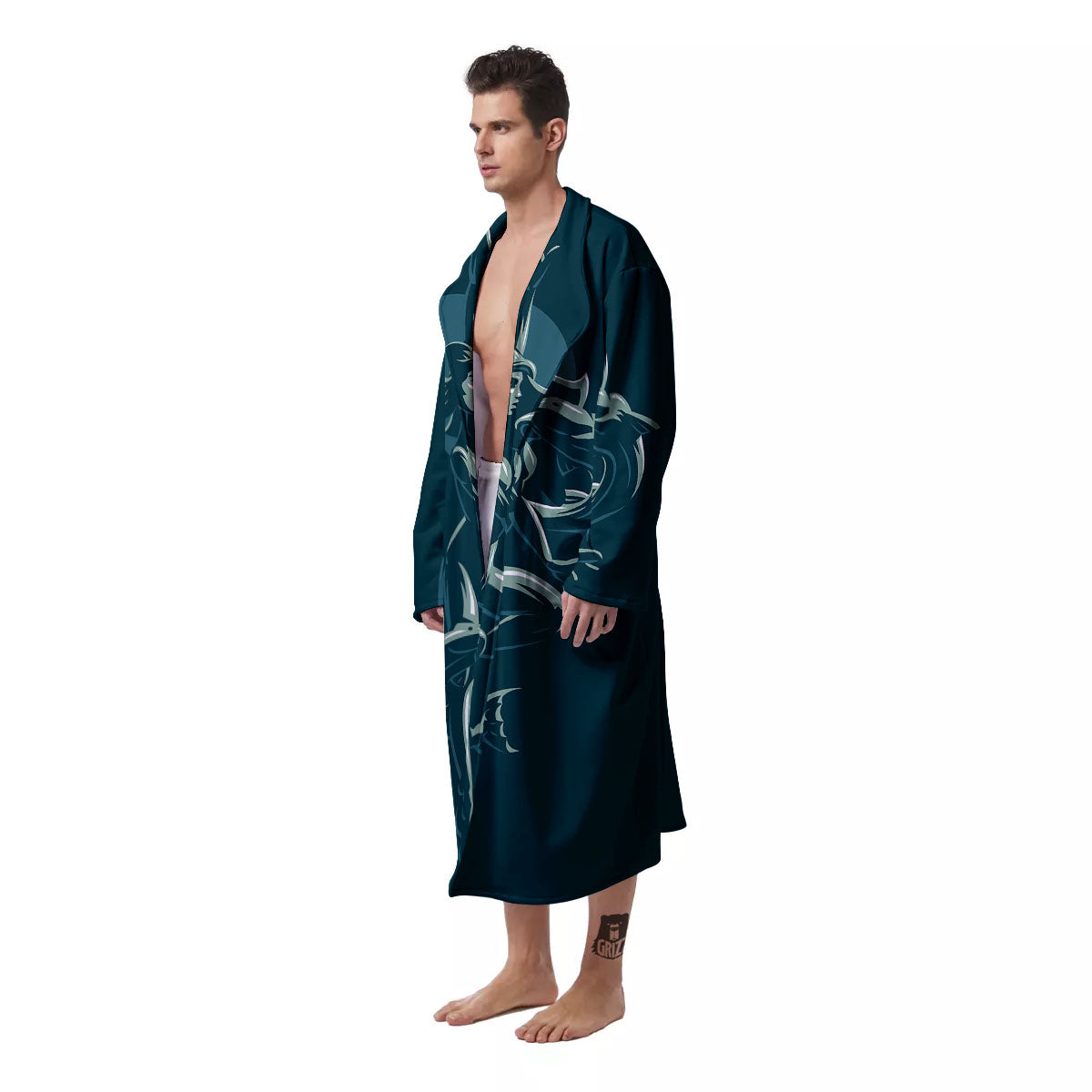 Pisces Sign Astrology Print Men's Robe-grizzshop