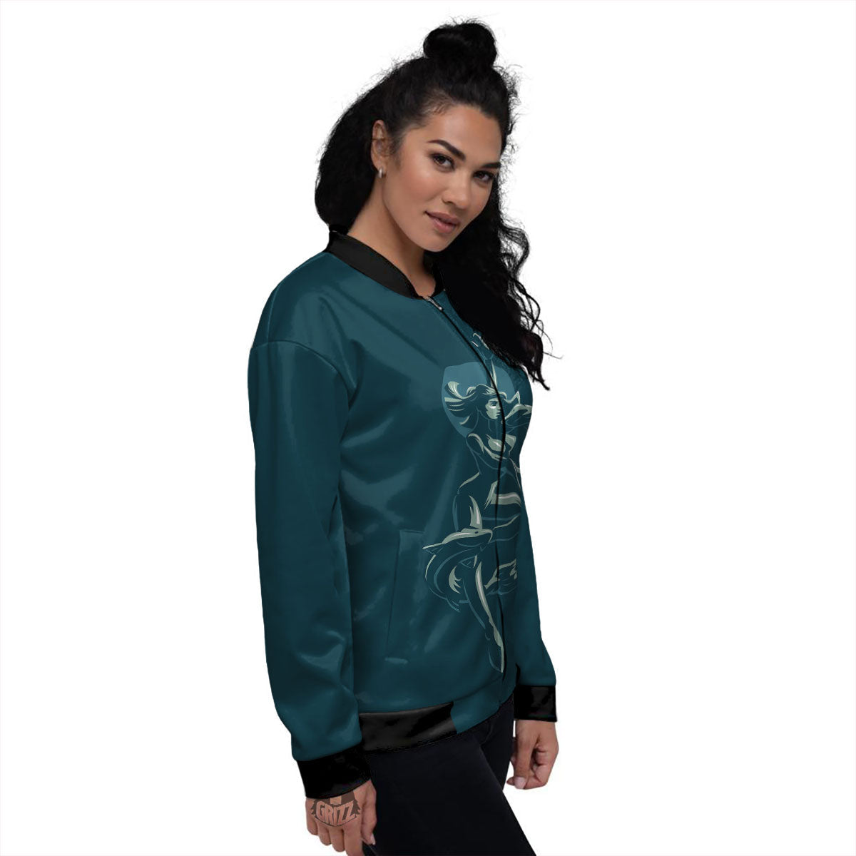 Pisces Sign Astrology Print Women's Bomber Jacket-grizzshop