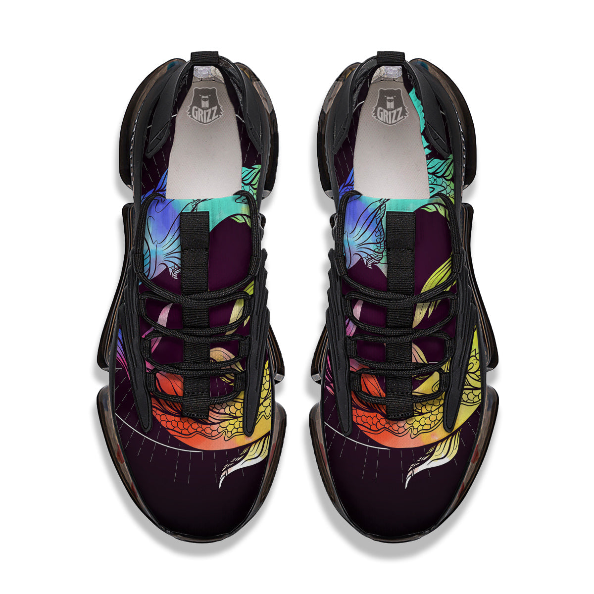 Pisces Sign Colorful Print Black Gym Shoes-grizzshop