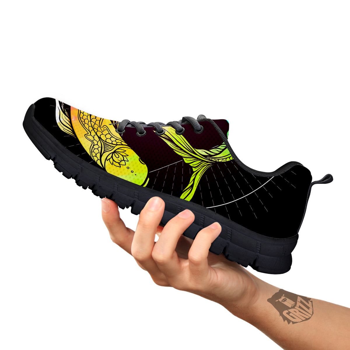 Pisces Sign Colorful Print Black Sneaker-grizzshop