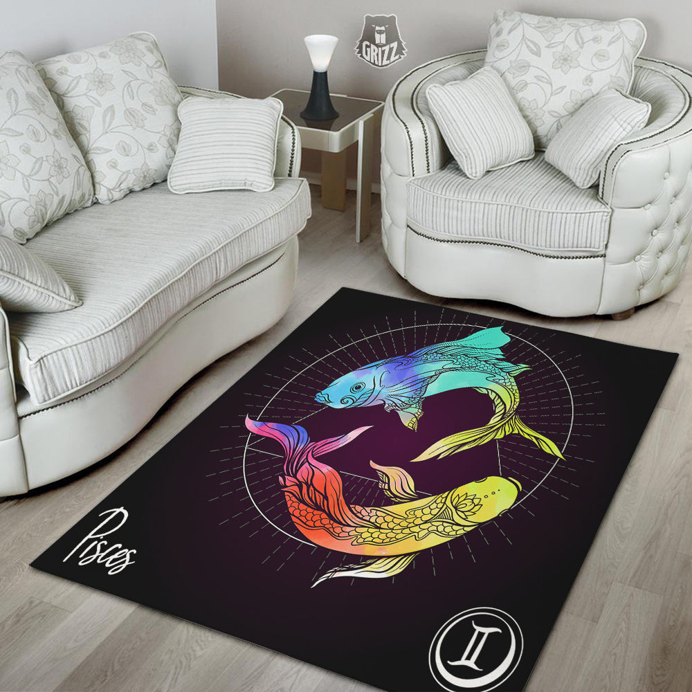 Pisces Sign Colorful Print Floor Mat-grizzshop